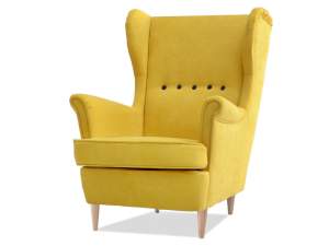 Fotel malmo żółty tkanina, podstawa buk-1